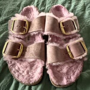 Birkenstock Shearling Arizona Suede Sandals
